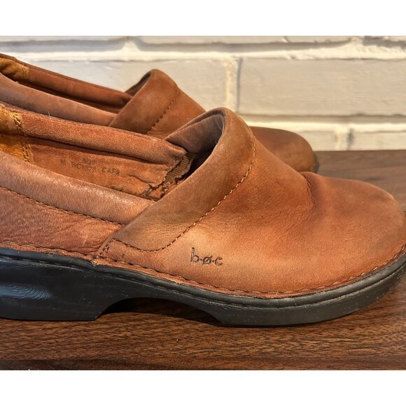 Women's‎ BORN BOC BROWN Leather Wedge Clogs/Mules Size 9 - Picture 7 of 9